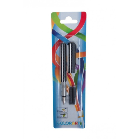 Stilouri - Stilou Colorarte Moon 33200006, alimentare rezerve, corp negru cu model carbon, blister (+2 rezerve)