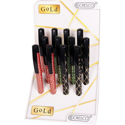 Rechizite Școlare - Stilou Cresco Gold 280030-C, penita iridium, alimentare rezerve, corp plastic diverse culori
