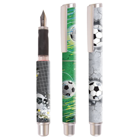 Rechizite Școlare - Stilou Cresco GoPen 202000-E, penita iridium, alimentare rezerve, corp plastic diverse culori, model fotbal