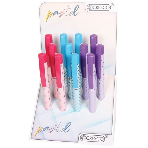 Rechizite Școlare - Stilou Cresco Pastel 280030-L, penita iridium, alimentare rezerve, corp plastic diverse culori