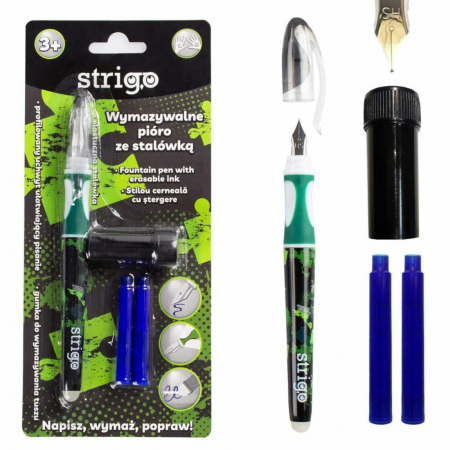 Stilouri - Set Stilou Strigo cu Cerneala care se Sterge si 2 Rezerve