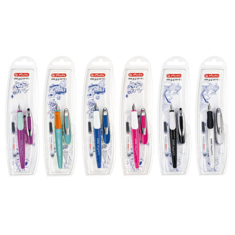 Rechizite Școlare - Stilou Herlitz My Pen 10999712, varf M, alimentare rezerve, corp plastic diverse culori, grip cauciucat