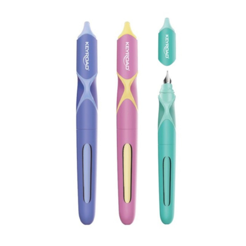 Rechizite Școlare - Stilou Keyroad Exact KR972508, penita iridium "M", alimentare rezerve, grip ergonomic, corp plastic diverse culori pastel