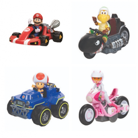 Jucării și Jocuri pentru copii - Super Mario Bros Movie - Figurina cu Kart, 6cm, diverse modele varsta 3-5 ani ,5-7 ani ,7-9 ani, Baieti