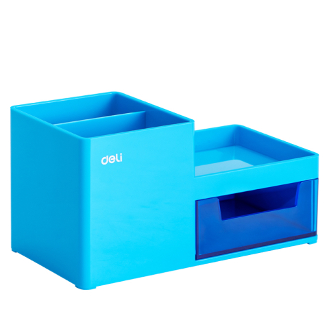 Articole pentru birou - Suport birou 3 compart+sertar bleu deli