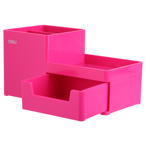 Articole pentru birou - Suport birou 3 compart+sertar roz deli