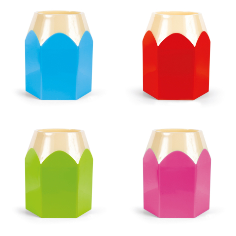 Creioane colorate si cerate - Suport creioane si pixuri, sub forma de creion, 4 culori disponibile (blister), copii varsta 3 ani+,6 ani+,8 ani+