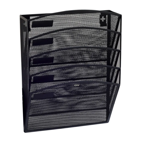 Articole pentru birou - Suport documente Grand GR-080, 43.5x30.8x7.8cm, vertical, de perete, 5 compartimente, plasa metalica, negru