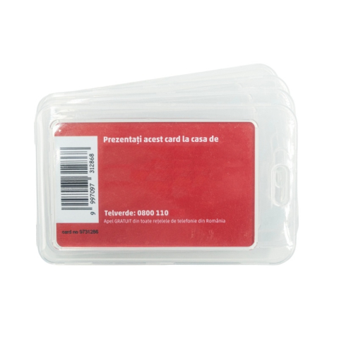 Articole pentru birou - Suport ecuson CNX 609V, vertical, 110x70mm, rigid, pentru carte de vizita