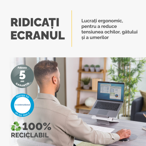 Suport ergonomic pentru laptop alb breyta [4]