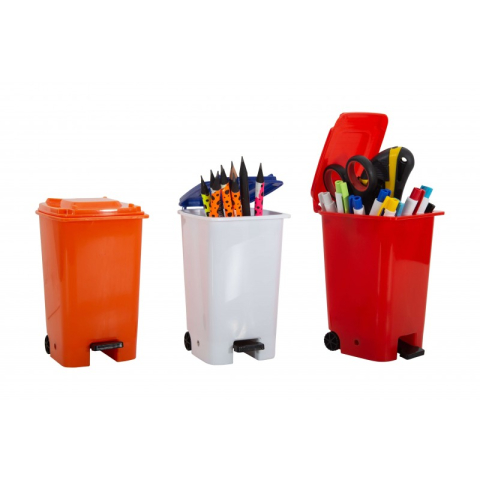 Articole pentru birou - Suport instrumente de scris Ark 1760, model pubela cu pedala, plastic, diverse culori