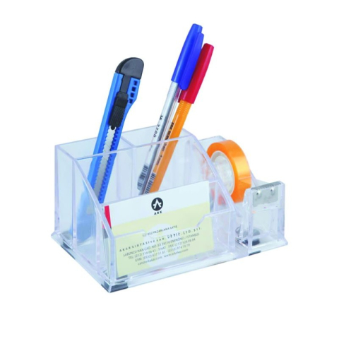 Articole pentru birou - Suport instrumente de scris Ark 2032, contine dispenser banda adeziva, plastic, transparent
