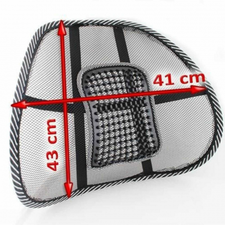 Suport lombar terapeutic, pentru scaun auto sau birou, corecteaza postura, 40 x 39 cm, Metal si Plasa, Negru [6]