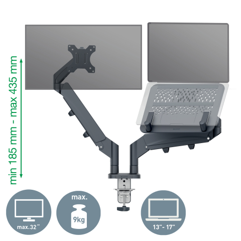 Suport monitor 2 brate + suport pt laptop gri carbune leitz [3]