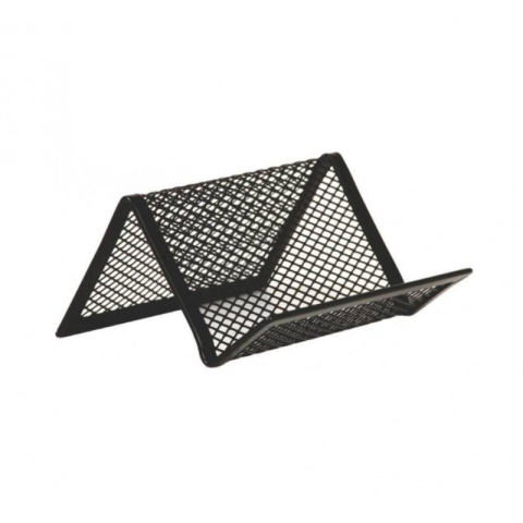 Alte accesorii de birou - Suport pentru carti de vizita Office Cover, plasa metalica, 5.6x6.6x11.4cm, metalic, negru