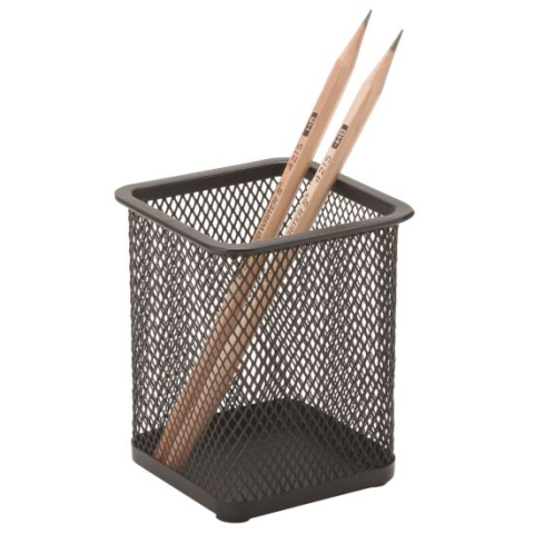 Articole pentru birou - Suport Q-CONNECT MESH pentru instrumente de scris patrat din plasa metalica 80 x 80 x 100 mm negru *12/96