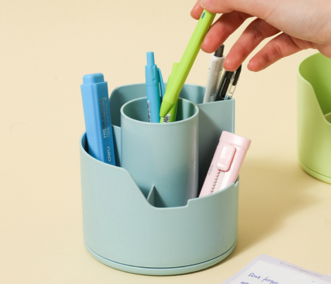 Suport rotativ instrumente de scris 4 compartimente vernil longreen plastic reciclat deli [1]