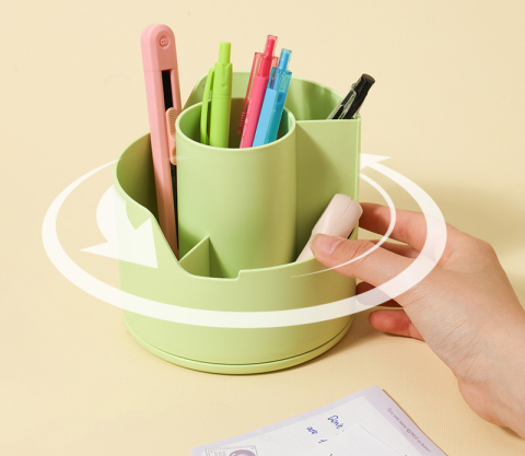 Suport rotativ instrumente de scris 4 compartimente vernil longreen plastic reciclat deli [2]