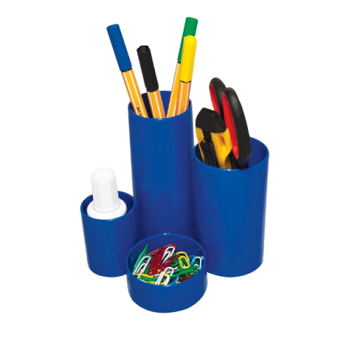 Birotică și Papetărie - Suport tubular birou 4 compartimente albastru flaro