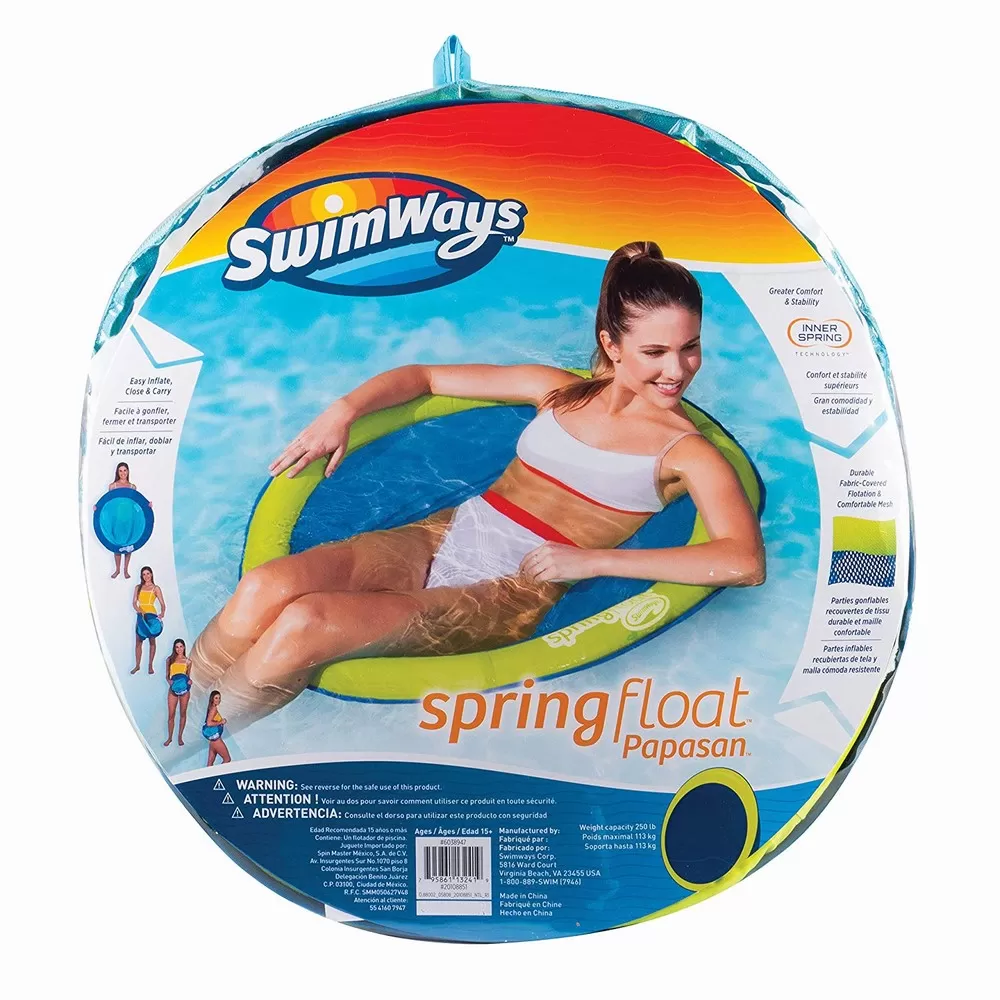 Jucarii de baie copii rezistente la apa - Swimways scaun plutitor spring float papasan albastru cu verde, varsta de la +15 ani la +15 ani