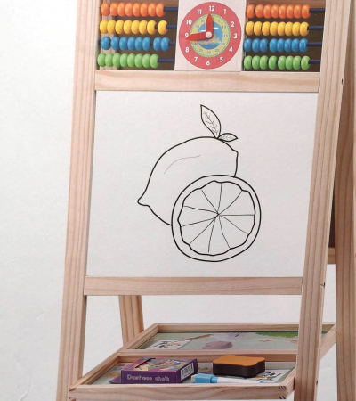 Tabla educativa copii 2 in 1 cu suport, accesorii, maner, ceas si abac. [7]