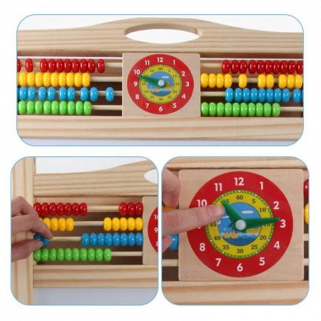 Tabla educativa copii 2 in 1 cu suport, accesorii, maner, ceas si abac. [4]