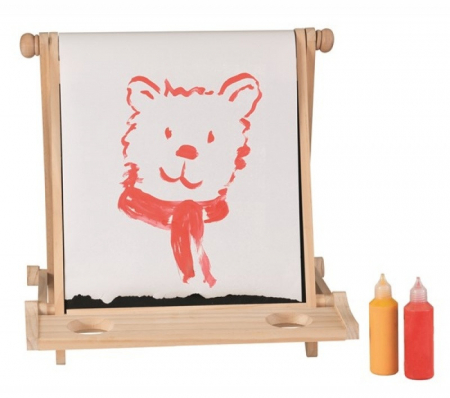 Tabla educativa din lemn, 4 in 1, cu doua fete, magnetica si rola hartie tip sevalet [2]