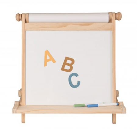 Tabla educativa din lemn, 4 in 1, cu doua fete, magnetica si rola hartie tip sevalet [1]