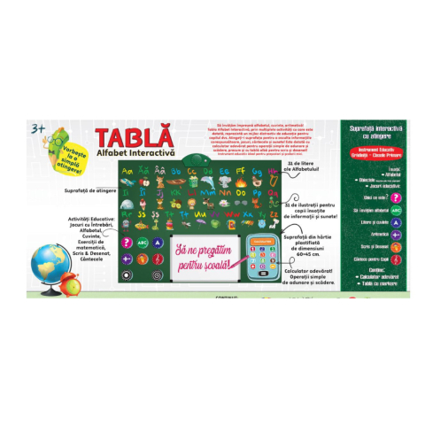 Tabla Educativa Interactiva cu Alfabet si Calculator, Varsta 3 Ani+ [1]