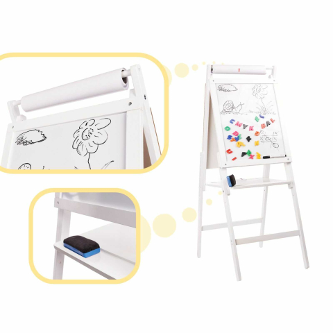 abla magnetica copii fata-verso cu sevalet din lemn, 3 in 1, litere magnetice [5]