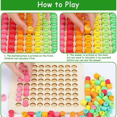 Tabla Inmultirii din Lemn 1-9 – Joc Educativ cu 81 Piese pentru Copii 7 Ani+ [3]