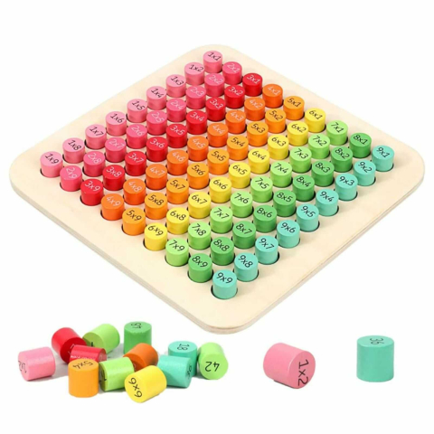 Jucării și Jocuri pentru copii - Tabla Inmultirii din Lemn 1-9 – Joc Educativ cu 81 Piese pentru Copii 7 Ani+