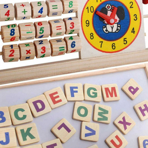 Tabla educativa copii 5 in 1 cu abac, ceas, litere si cifre magnetice [4]
