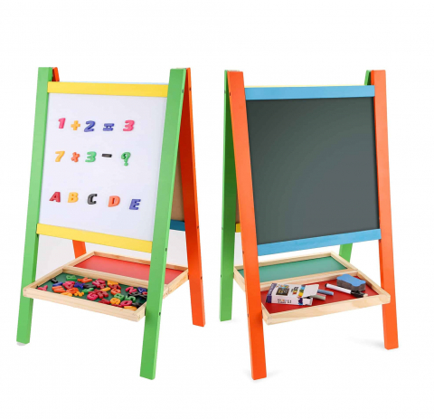 Jucării și Jocuri pentru copii - Tabla magnetica pentru copii cu doua fete, pliabila, cu picioare si suport
