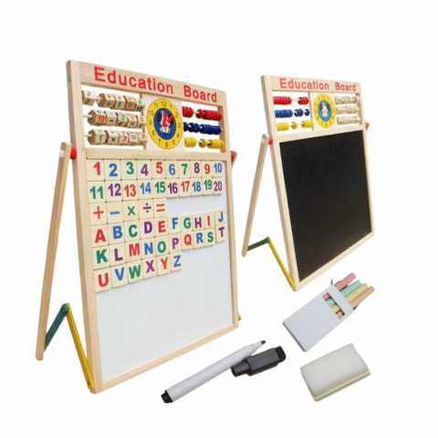 Jucării și Jocuri pentru copii - Tabla magnetica copii 63 x 46.5 cm cu litere, cifre, abac si ceas