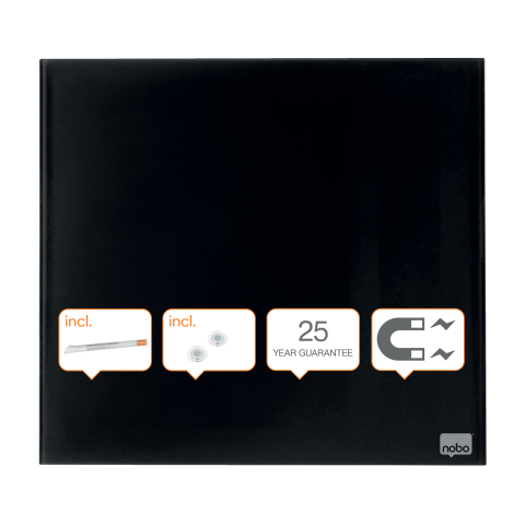 Organizare, arhivare, prezentare - Tabla magnetica sticla 30*30 cm neagra+accesorii diamond nobo