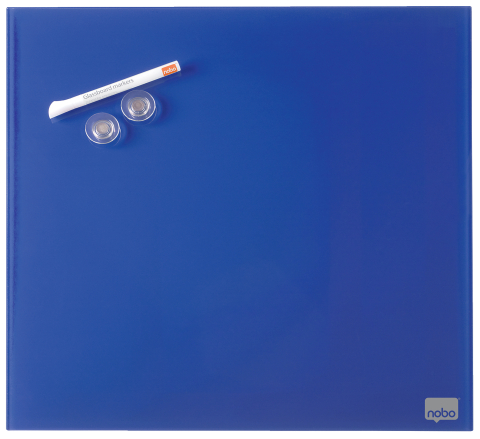 Organizare, arhivare, prezentare - Tabla magnetica sticla 45*45 cm albastra+accesorii diamond nobo
