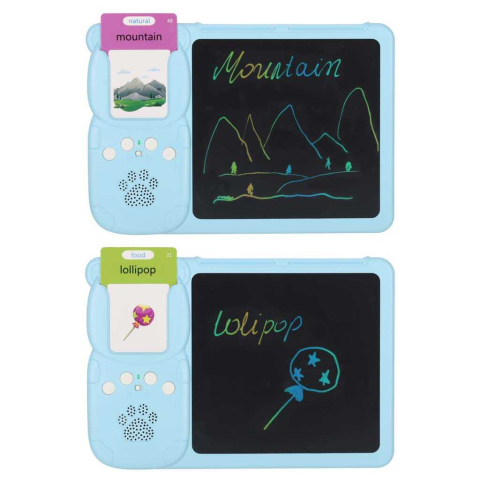 Tableta 2 in 1, Cititor de carduri pentru invatarea vocabularului in limba engleza, 112 Carduri si Desene, Fade Blue [2]
