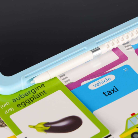 Tableta 2 in 1, Cititor de carduri pentru invatarea vocabularului in limba engleza, 112 Carduri si Desene, Fade Blue [10]