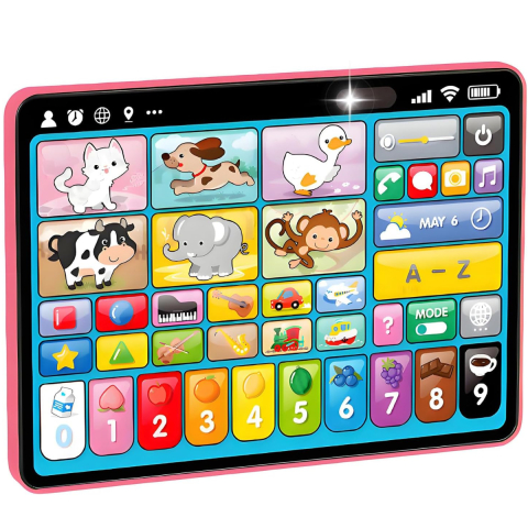 Jucării și Jocuri pentru copii - Tableta interactiva 3 in 1 pentru copii, jucarie logopedica si muzicala, Roz