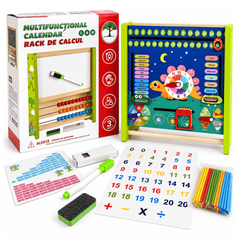Jucării și Jocuri pentru copii - Tablita multifunctionala cu abac si calendar cu activitati in limba romana