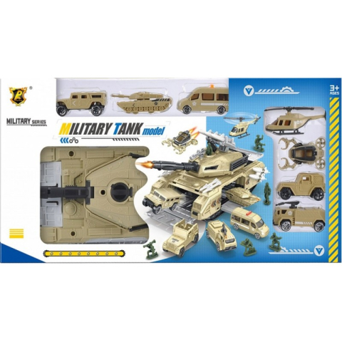 Jucării și Jocuri pentru copii - Tanc militar MegaCreative 502179, include 7 vehicule militare, plastic, multicolor, 3+ ani