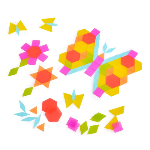 Tangram cu piese translucide colorate, 250 piese, Guidecraft, copii varsta 3-10 ani [4]