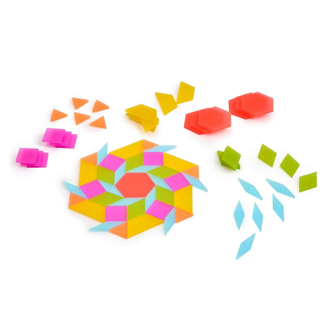 Tangram cu piese translucide colorate, 250 piese, Guidecraft, copii varsta 3-10 ani [5]