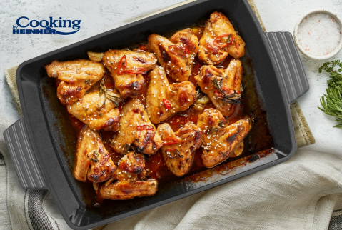 Tava fonta emailata 33 x 23 x 7 cm, marble grey, cooking by heinner [4]