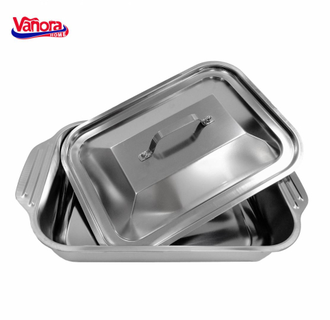 Tava inox cu capac 36.5x22x7 cm, zira, vanora home [2]