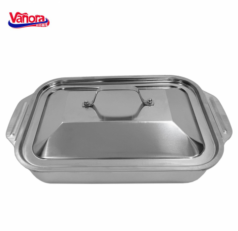 Tava inox cu capac 36.5x22x7 cm, zira, vanora home [1]