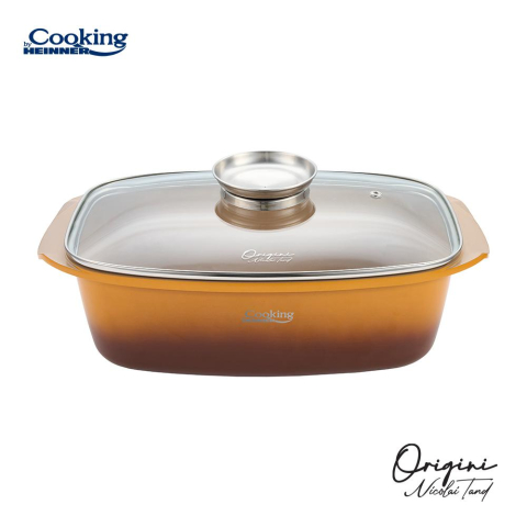 Tavi copt - Tava roaster din aluminiu turnat + capac 39 x 22.5 x 11 cm, 5.3l, nicolai tand, origini, cooking by heinner