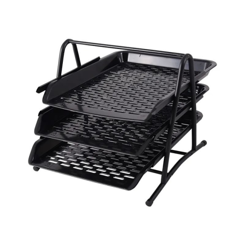 Birotică și Papetărie - Tavita documente Ark 1800, 3 nivele, cadru metalic, plastic, negru