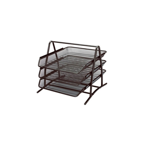 Birotică și Papetărie - Tavita documente Office Cover, 3 nivele, plasa metalica, negru